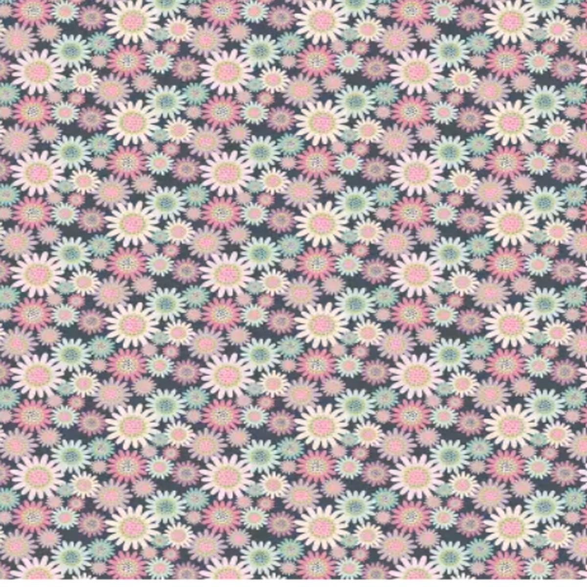 Poppie Cotton - Le Petit Escargot - Lori Woods -Grey Sunny Daisies # SL26412