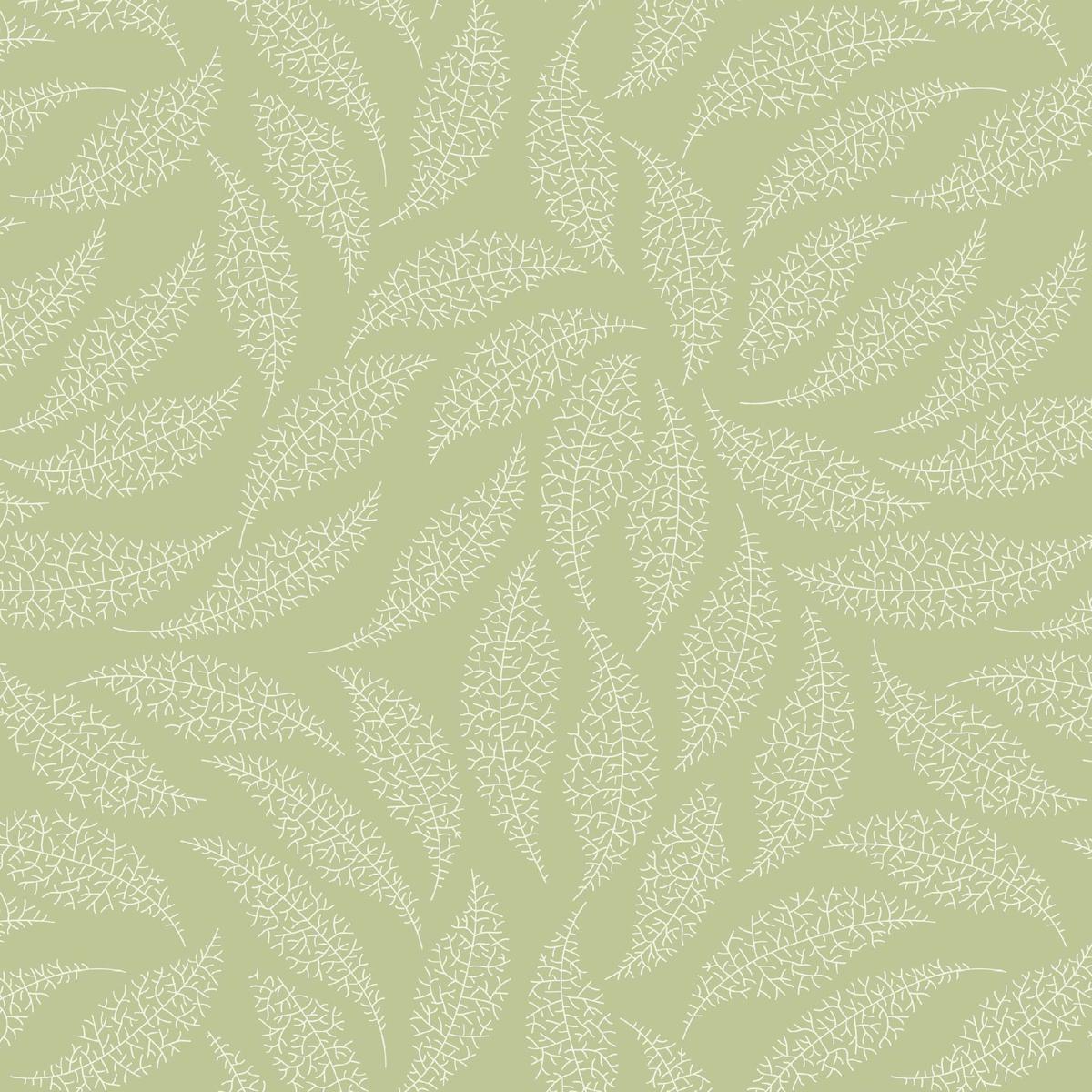 Pressed In Time Organic Cotton Fabric, Sage Leaves