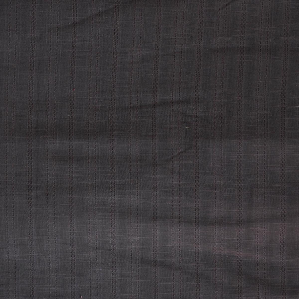 Pure Cotton Handloom Leno Dark Grey With Design Stripes Woven Fabric