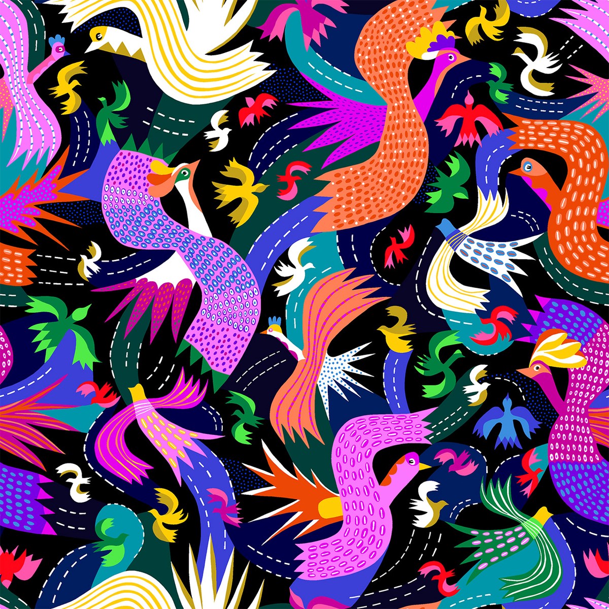 Paradise Heights Firework Birds Black