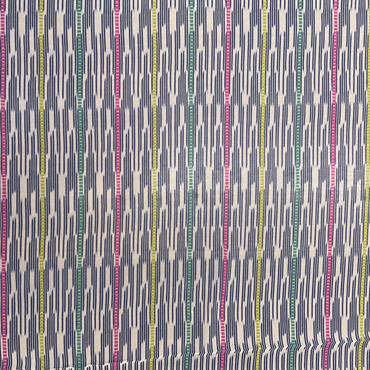 3 YD PC-Dark Blue-Green-Red-Yellow Ikat stripe Silk Chiffon Designer Remnant Fabric