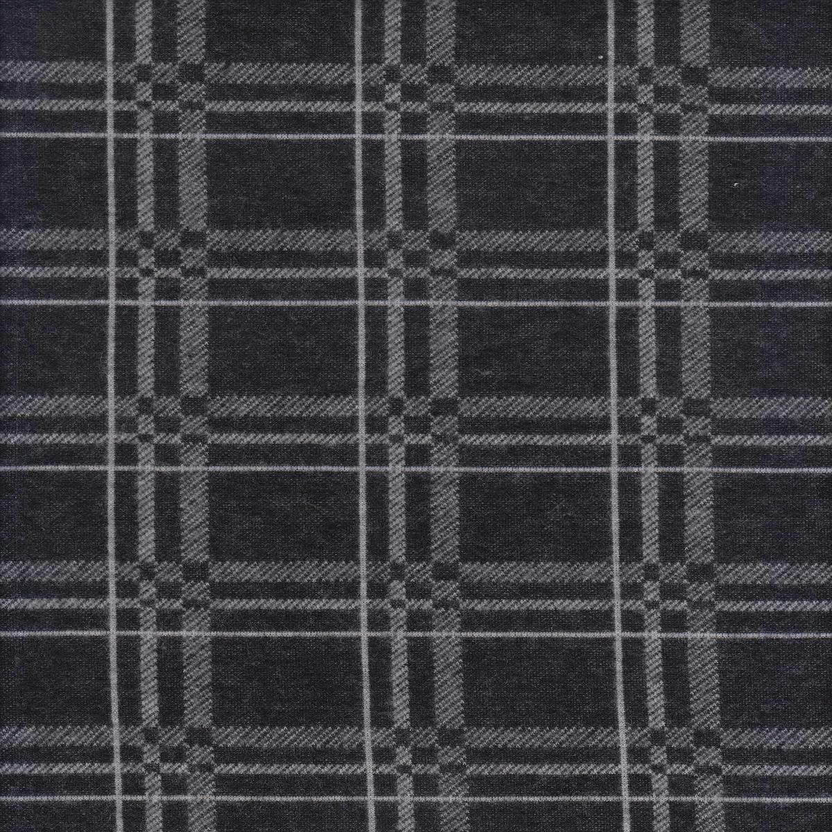 Brushed Jacquard Plaid Stretch Knit Fabric - KNT4148 - BLACK/WHITE