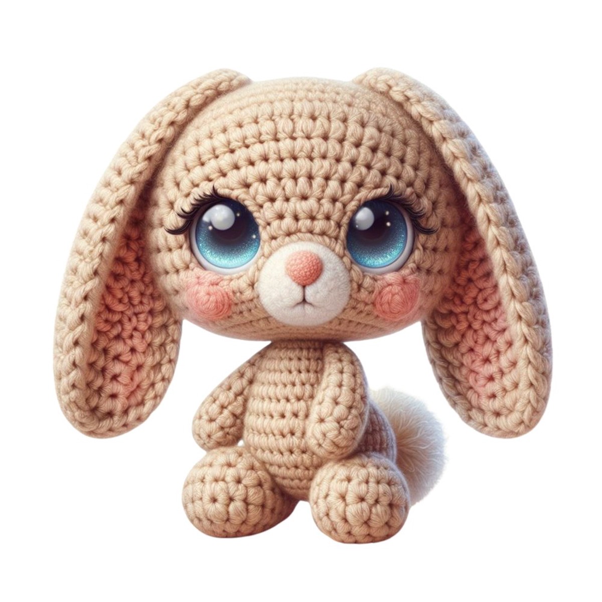 Crochet Animals Bunny 2 Fabric Panel