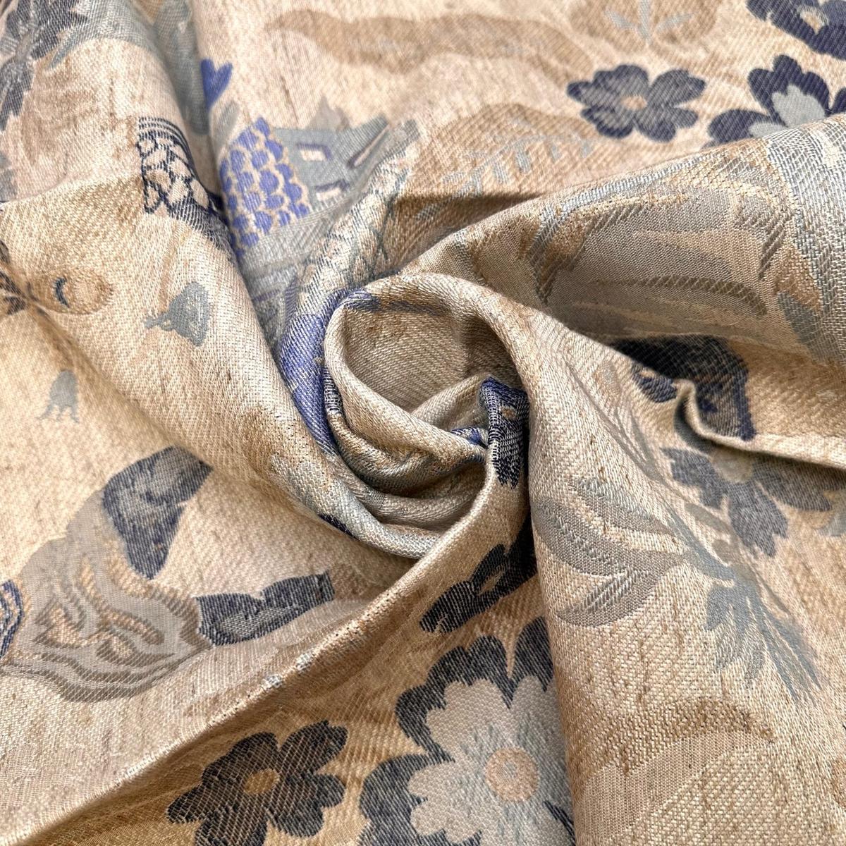 The Big Journey - Natural Blend Woven - Light Beige/Blue Floral - 0.6M Bundle