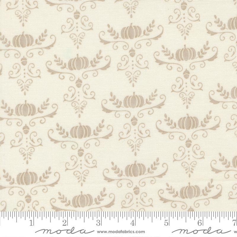 Fabric Moda Warm White Pumpkins and Vine Damask I Love Fall Most of All by the Quarter Yard 56146-11