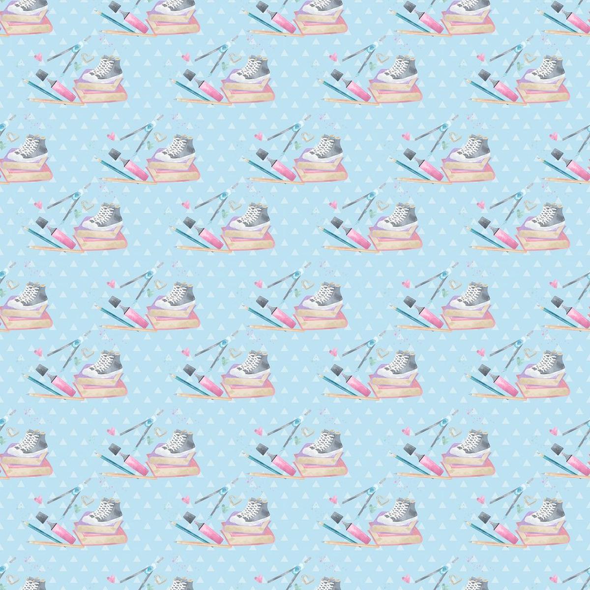 School Supply Bundle on Triangle Fabric - Blue