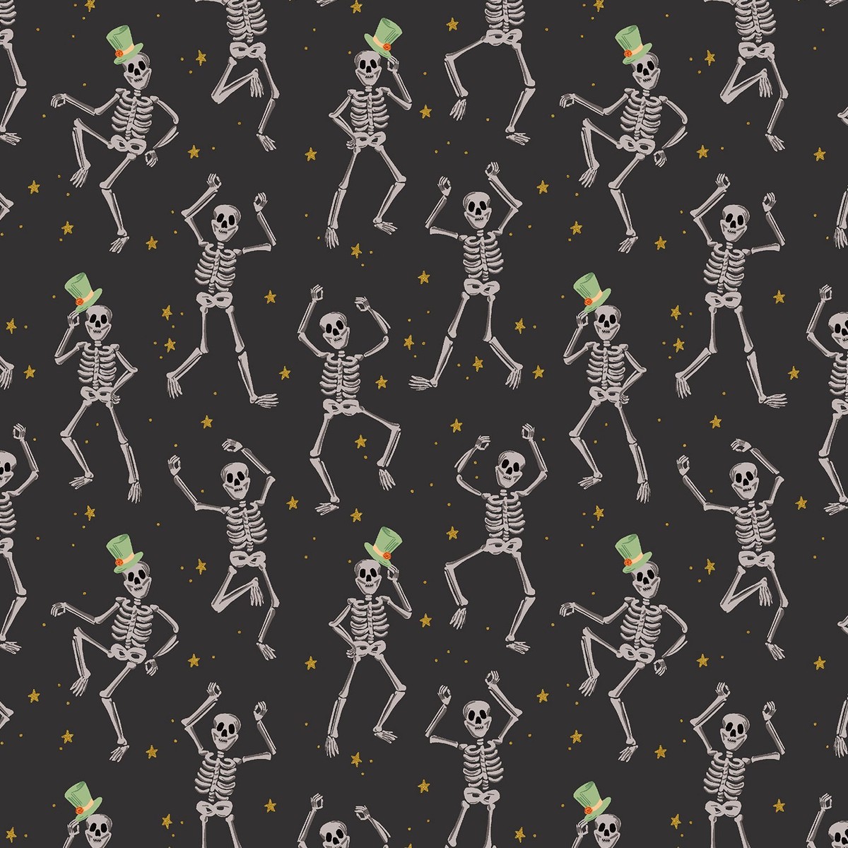 Skeletons in Black Halloween by Rifle Paper Co (14 yard)