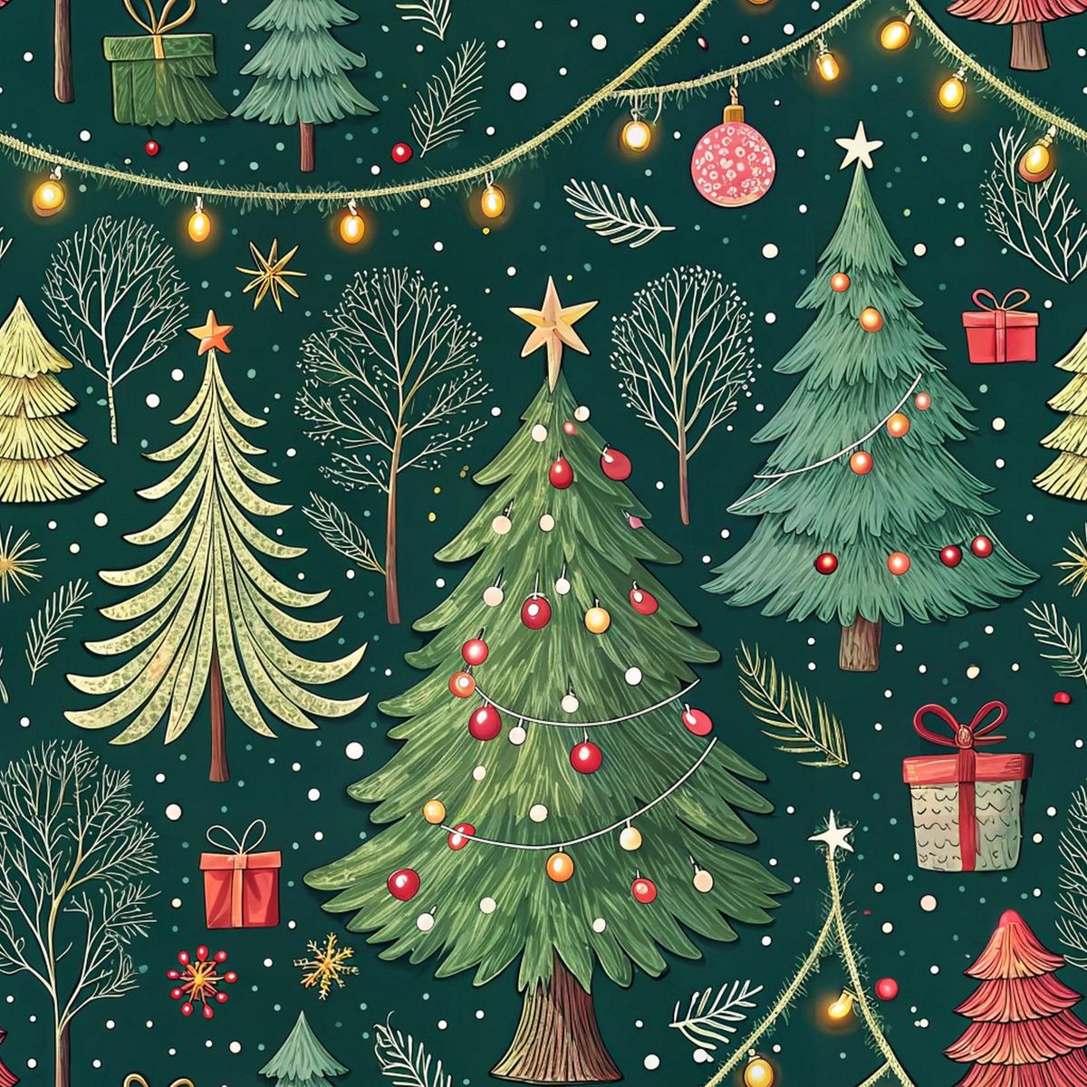 Christmas Tree Lights Pattern 9 Quilting Cotton Fabric