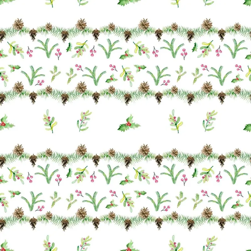 Scandinavian Floral Border Stripe Fabric