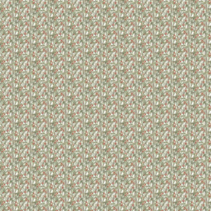 The Christmas Mouse Flannel F28040-10 White/Green Greenery