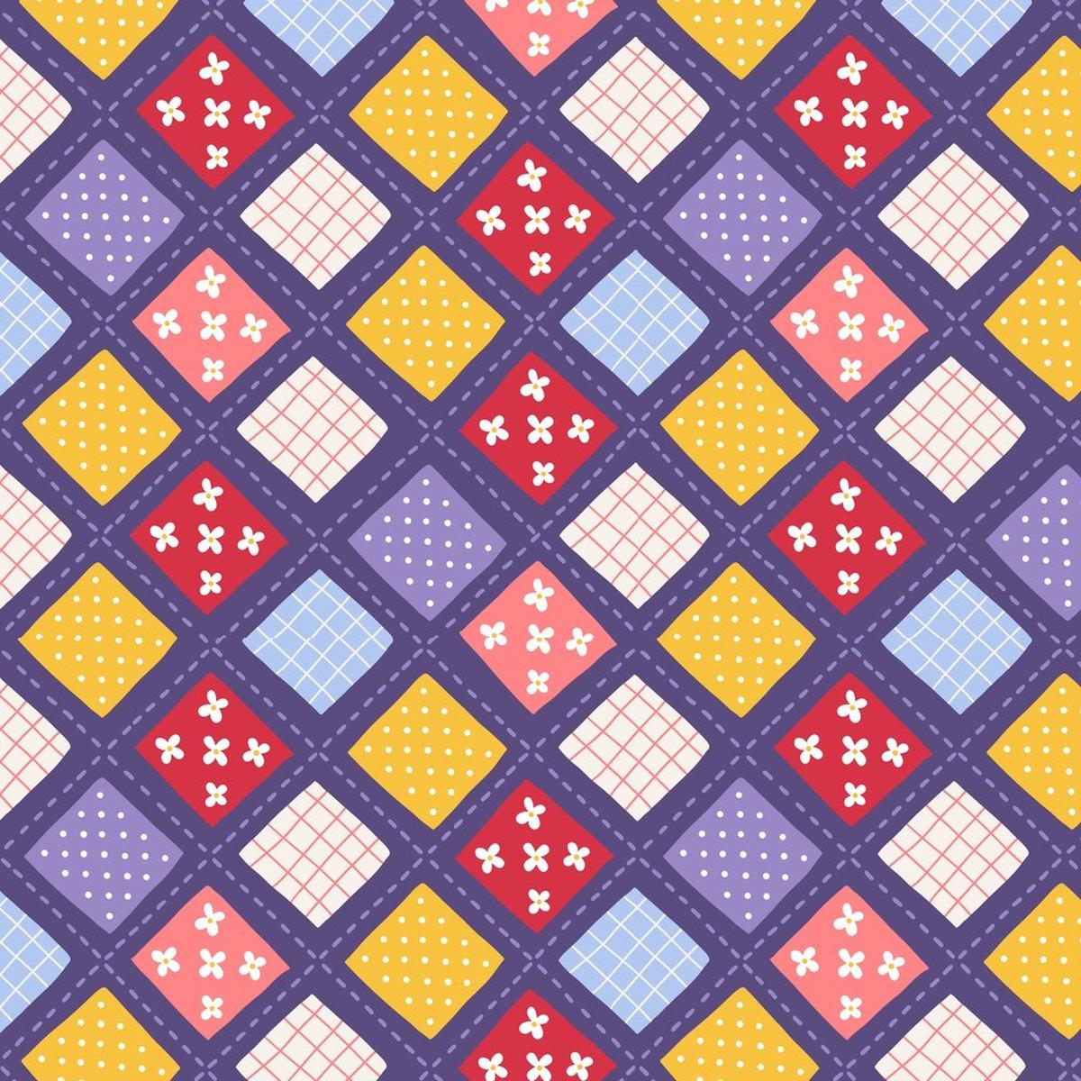 Cartoon Stitched Fabric Pieces Fabric - Purple
