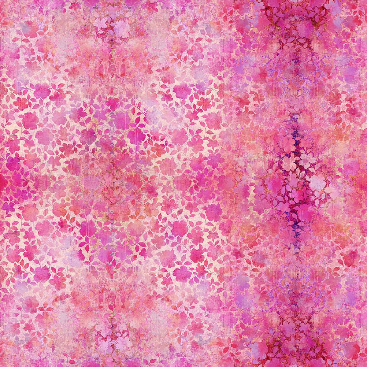Floral Vine Pink Evanescence Cotton 43/44 Fabric Per Yard