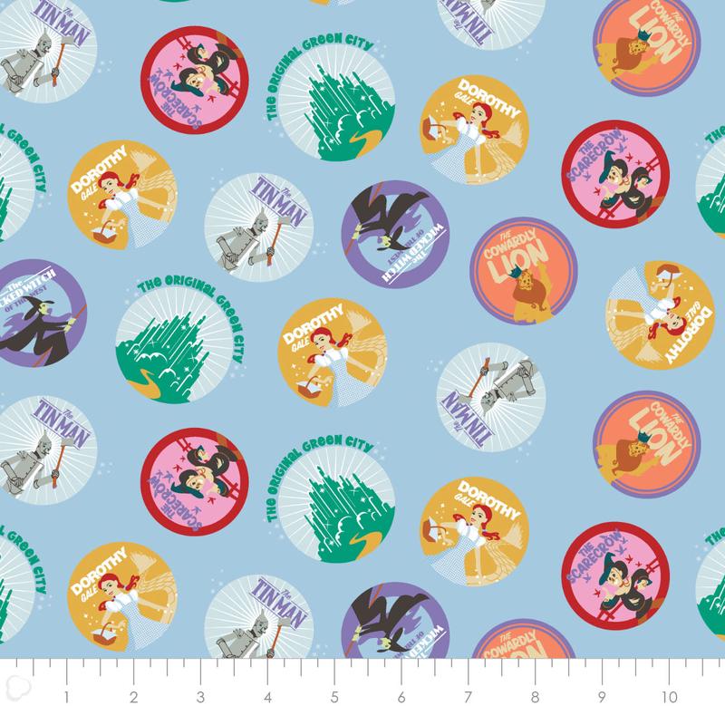 Licensed Wizard of Oz II Character Medallions Blue 23180305-01 Cotton Woven Fabric