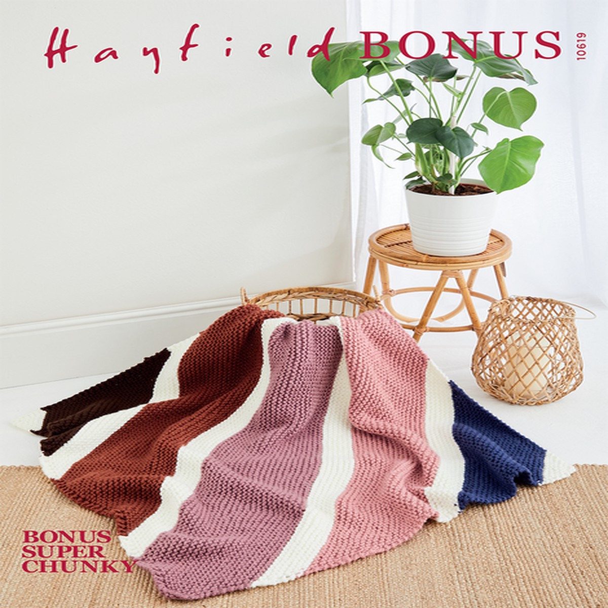Cosy Striped Blanket in Hayfield Bonus Chunky (10619) - PDF