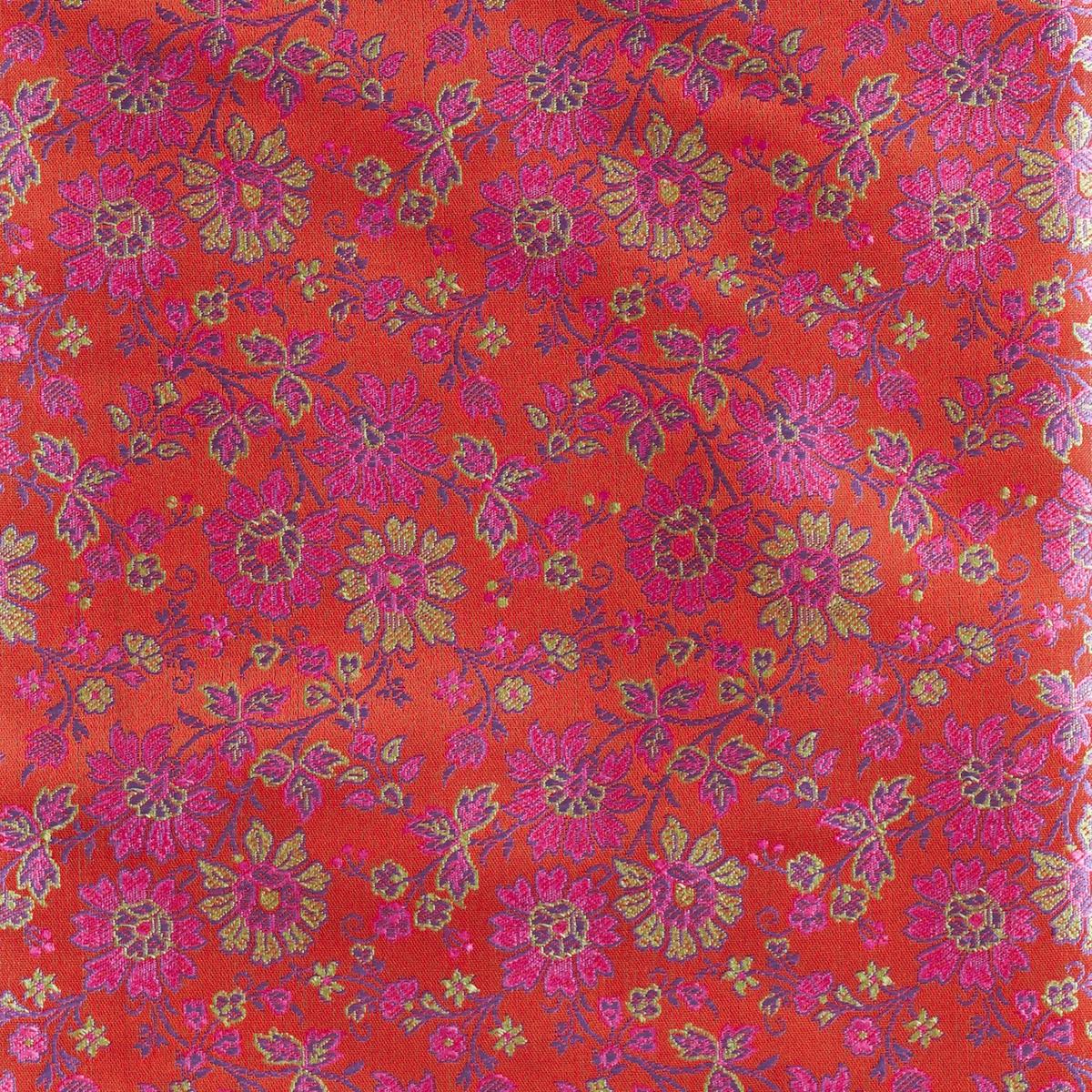 Banarasi Brocade Orange With Pink Green And Puple Flower Jaal Design Fabric