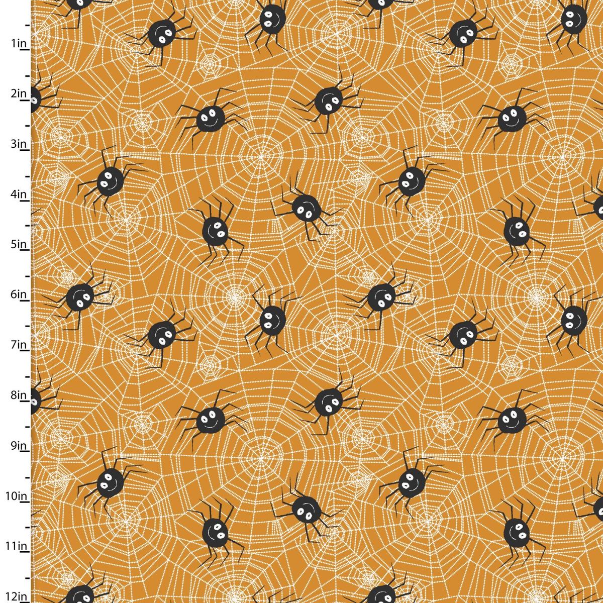 Fabric 3 Wishes Orange Tangled Web Monster Squad by the Quarter Yard 23697-ORG