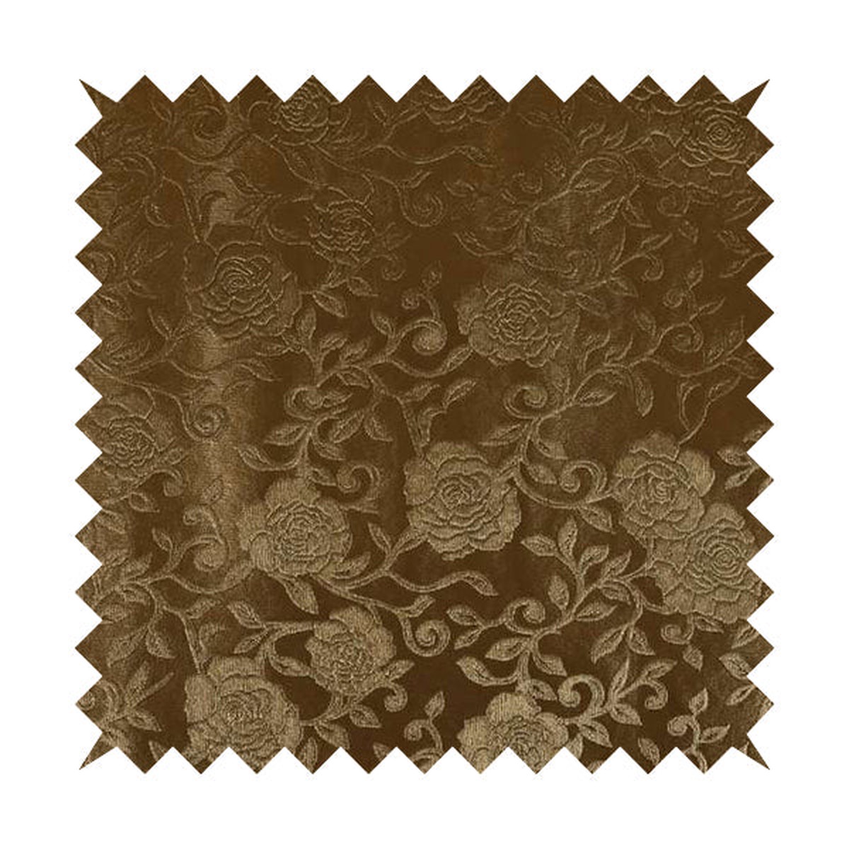 Camellia Floral Pattern Faux Leather Upholstery Fabric In Bronze