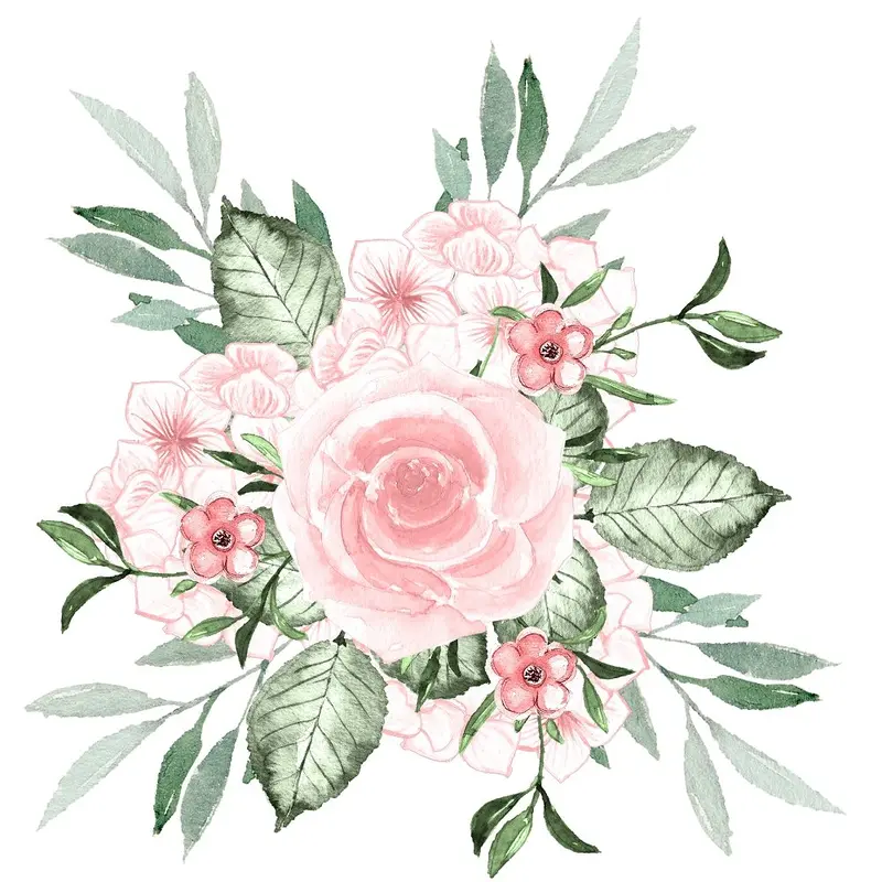 Dusty Rose Garden Arrangement #1 Fabric Panel