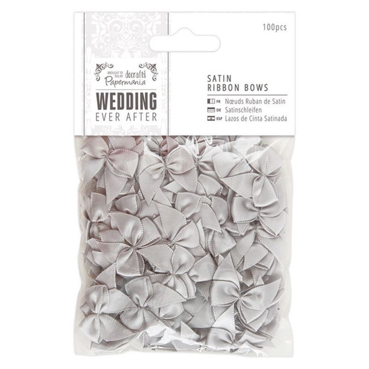 Satin Ribbon Bows (100pcs) - Silver