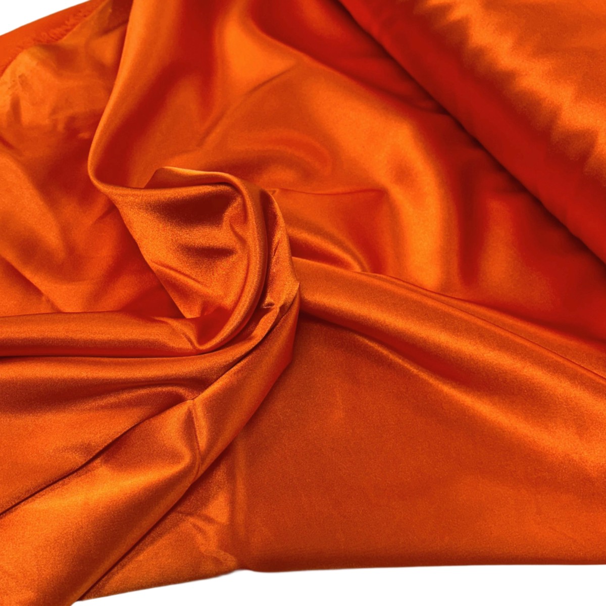 60" Satin Stretch Fabric, 100% Polyester - Orange