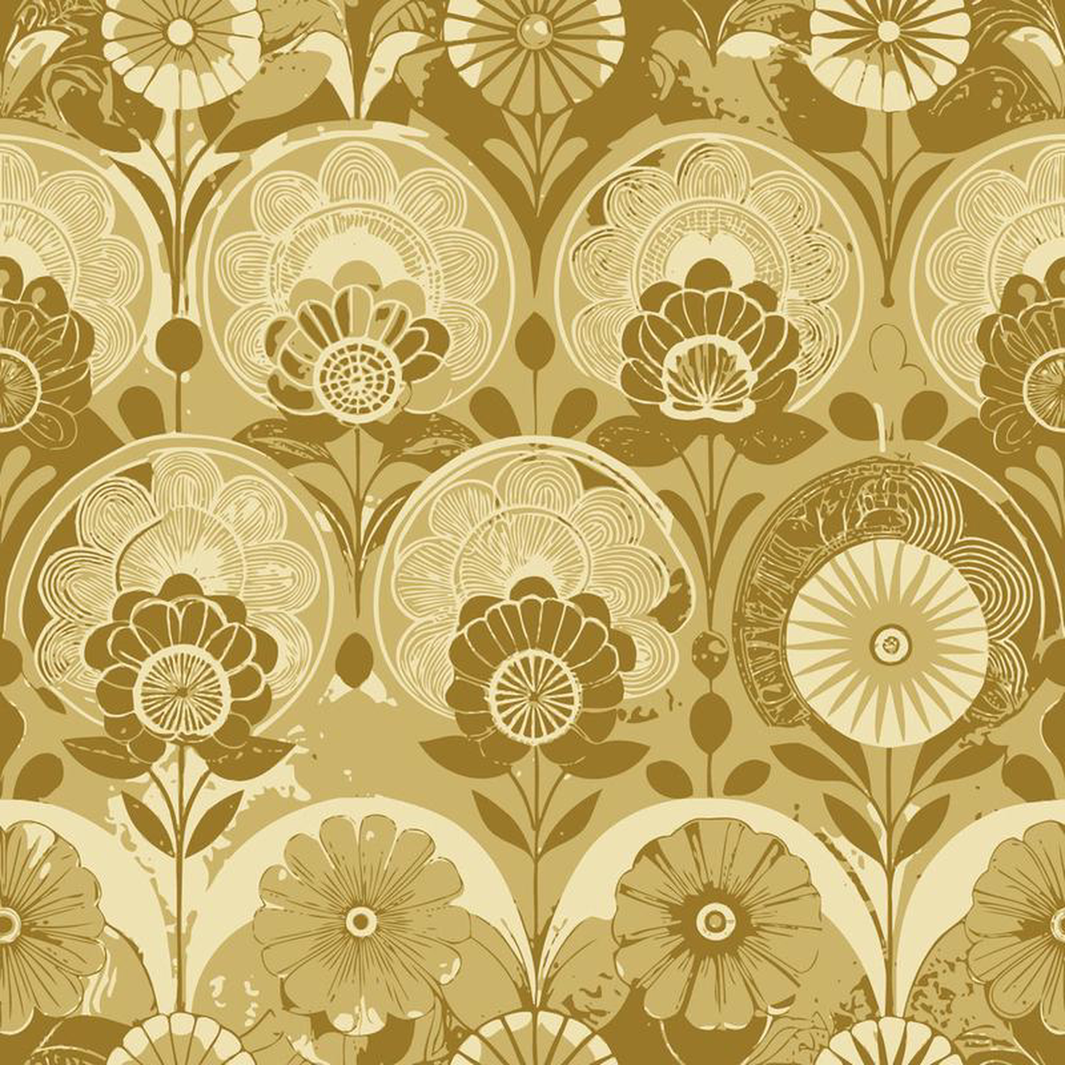 Art Deco Florals Pattern 25 Quilting Cotton Fabric