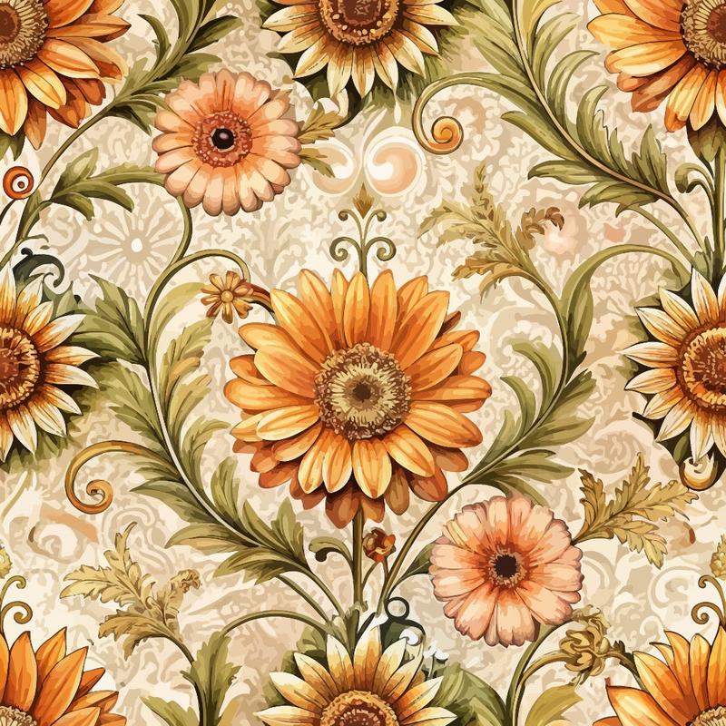 Baroque Florals Pattern 17 Quilting Cotton Fabric