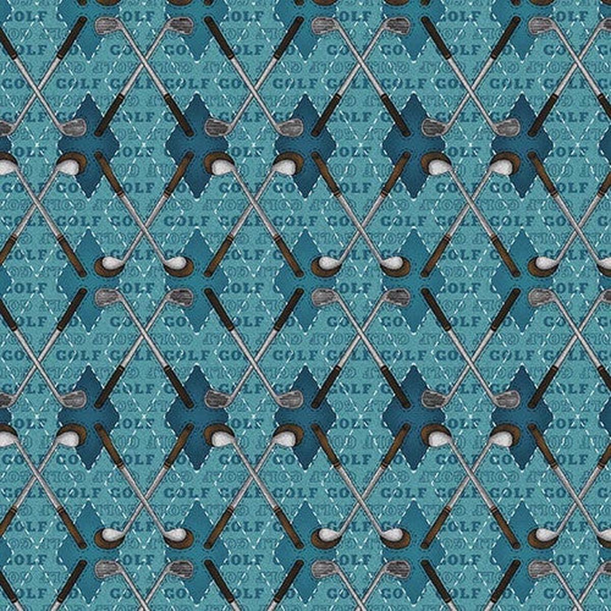 Fabric Henry Glass Teal Argyle Golf by the Quarter Yard Q-1430-77