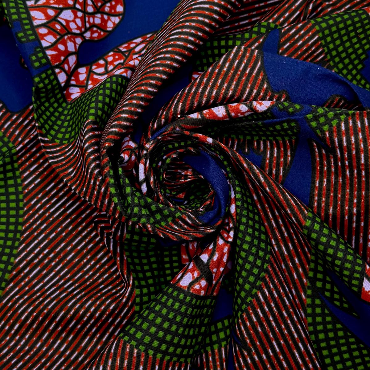 A Quilted Painting - Batik Cotton Woven - Dark Blue/Red Abstract - 0.9M Bundle