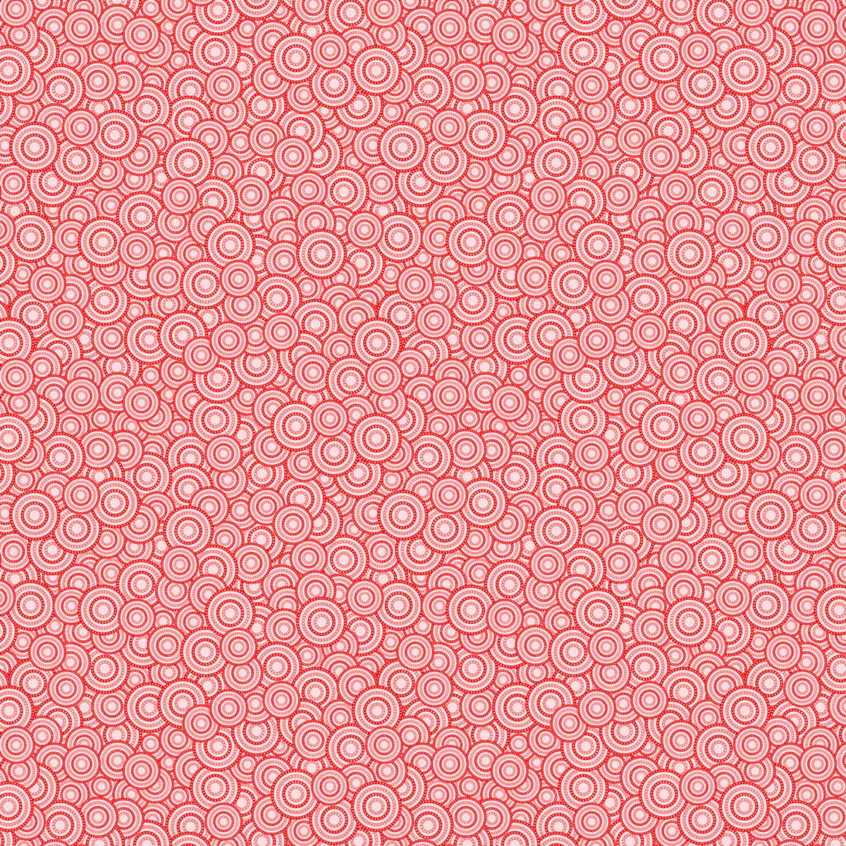 Fabric Patrick Lose Red Dotted Discs Happy Hearts by the Quarter Yard 10671-23