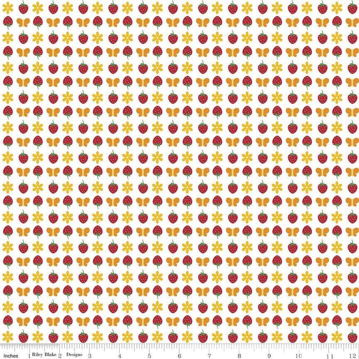 Gingham Girls Butterfly White - Riley Blake Cotton Fabric