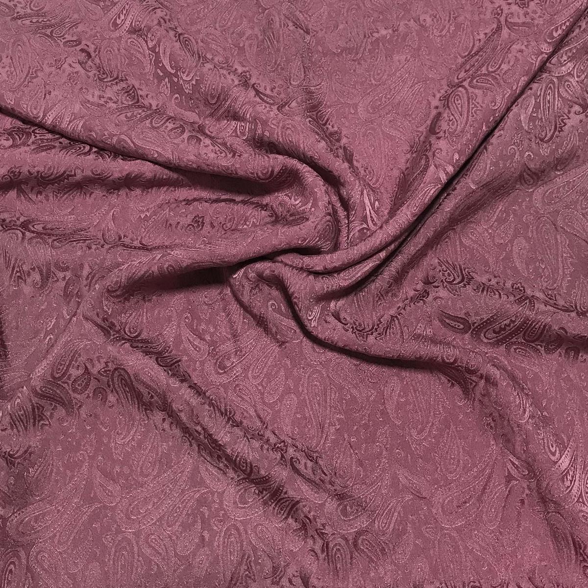 Mauve Paisley - Hand Dyed Silk Jacquard