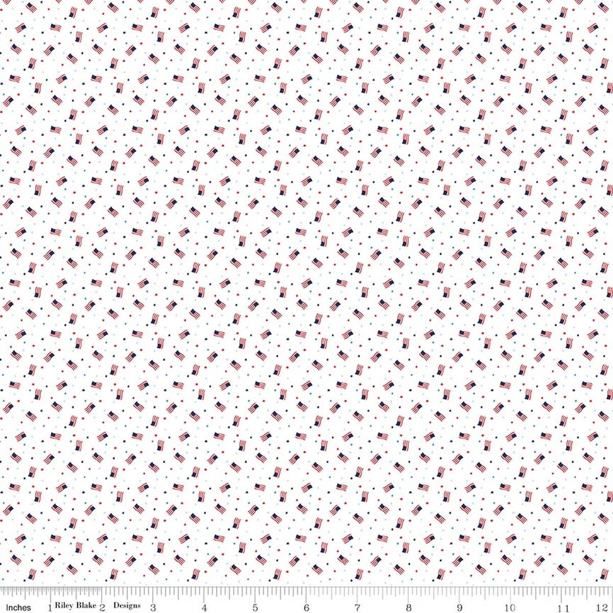 Seasonal Basics Grand Ol' Flag White 44"/45" Cotton Fabric Per Yard