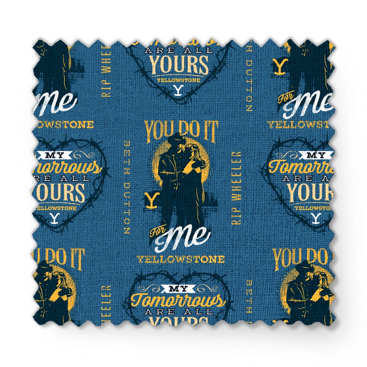 Yellowstone You Do It For Me Beth & Rip on Denim Blue Fabric