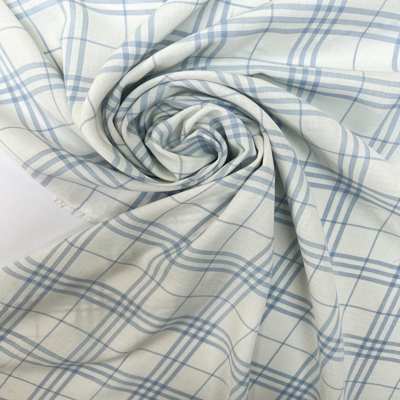 Checked Viscose Fabric Shades Blue
