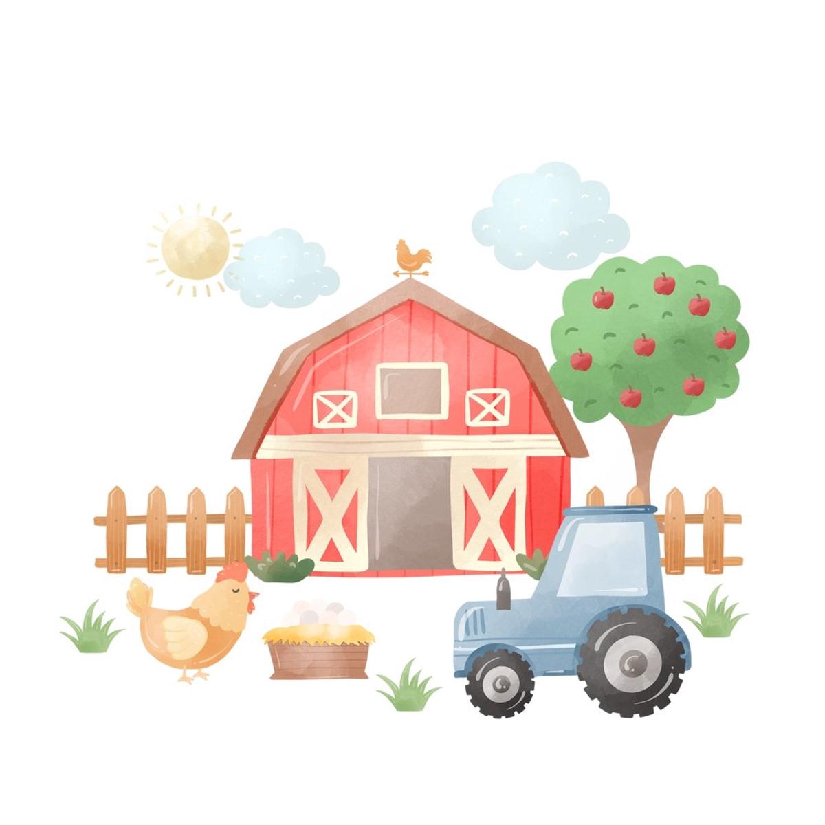 The Cutest Little Farm Scene 1 Fabric Panel