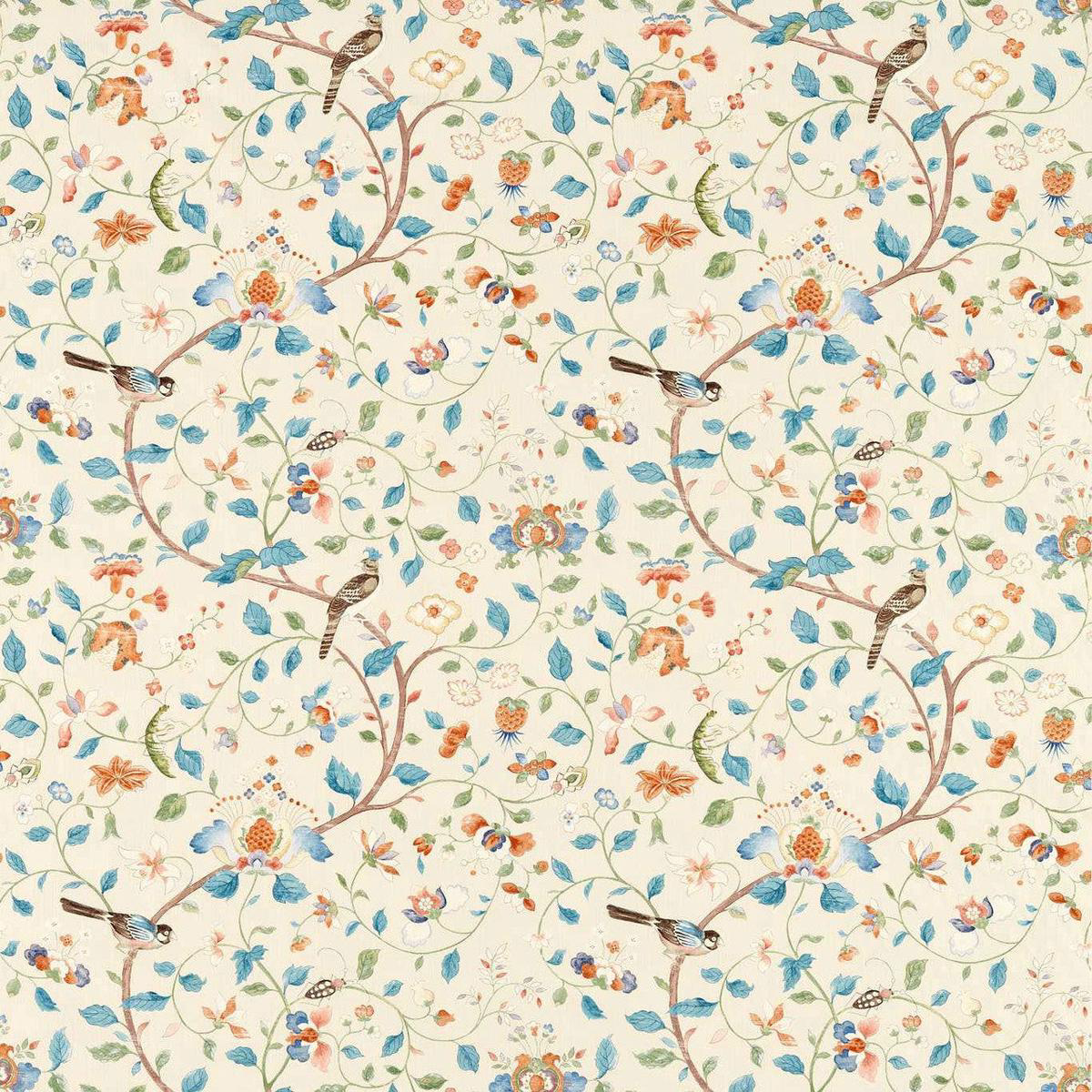 Aril8217s Garden Arboretum Teal and Russet Fabric by Sanderson