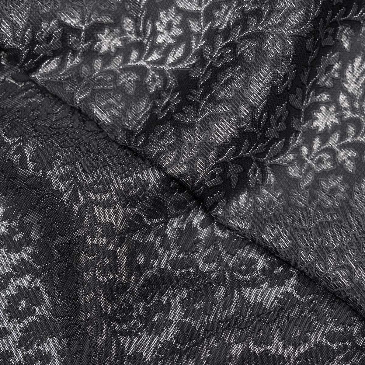 Enchanted Poly Metallic Jacquard - Silver/Charcoal
