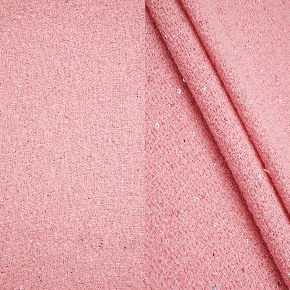 Sequin Lurex Boucle Knit Fabric - BOUCLE-33571 - PINK