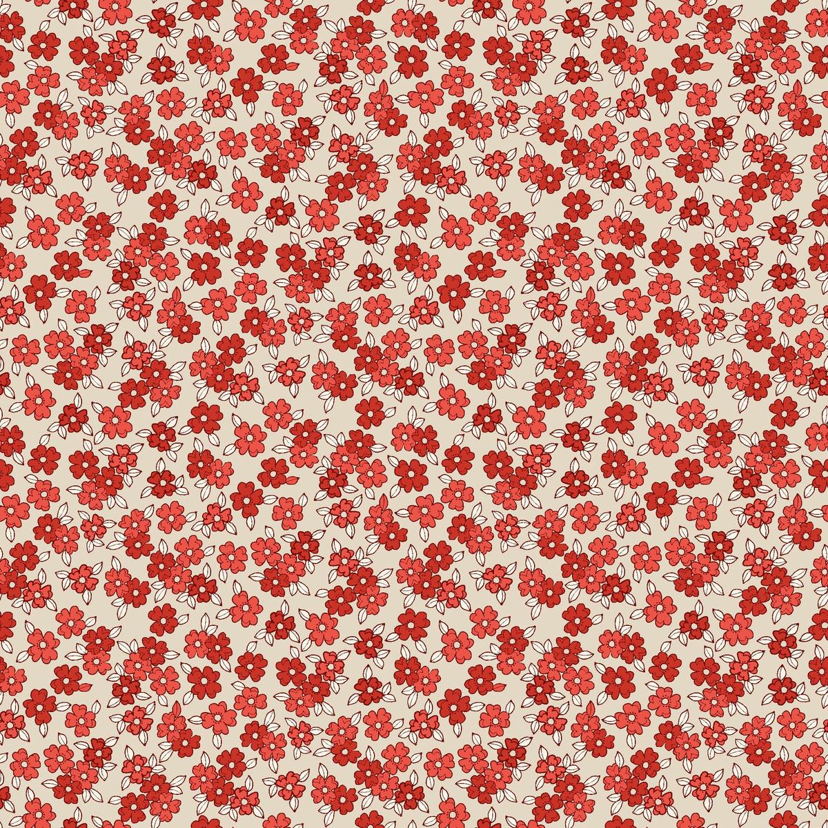 Stripes and Stars Quilt Fabric - Small Floral in Red - W140-008-030