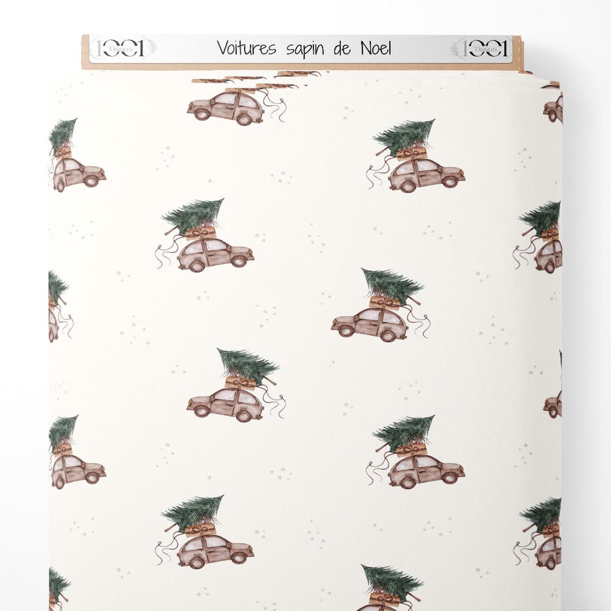 Tissu - Voitures sapin de Nol