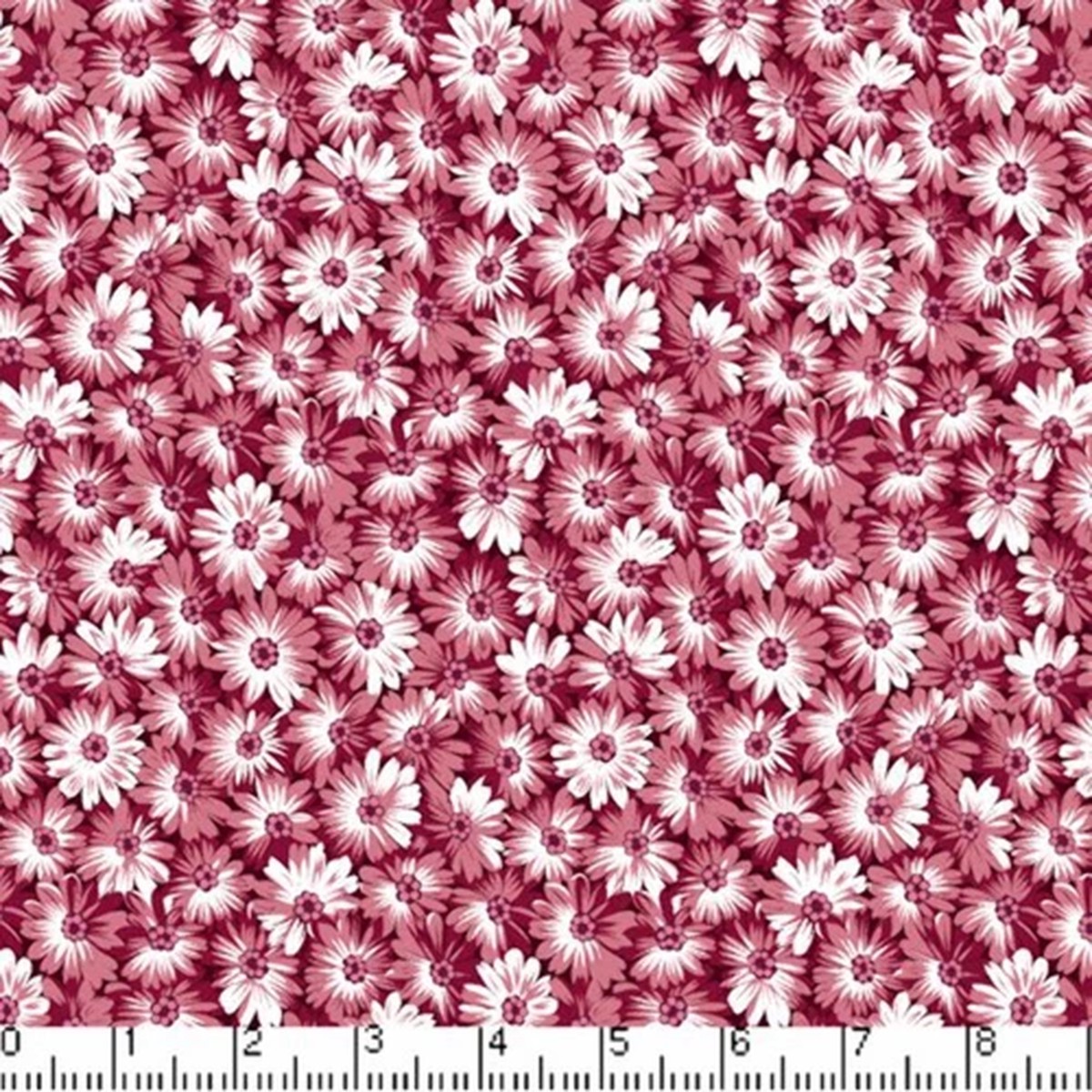 Sunshine Floral Burgundy Cotton Fabric BTY