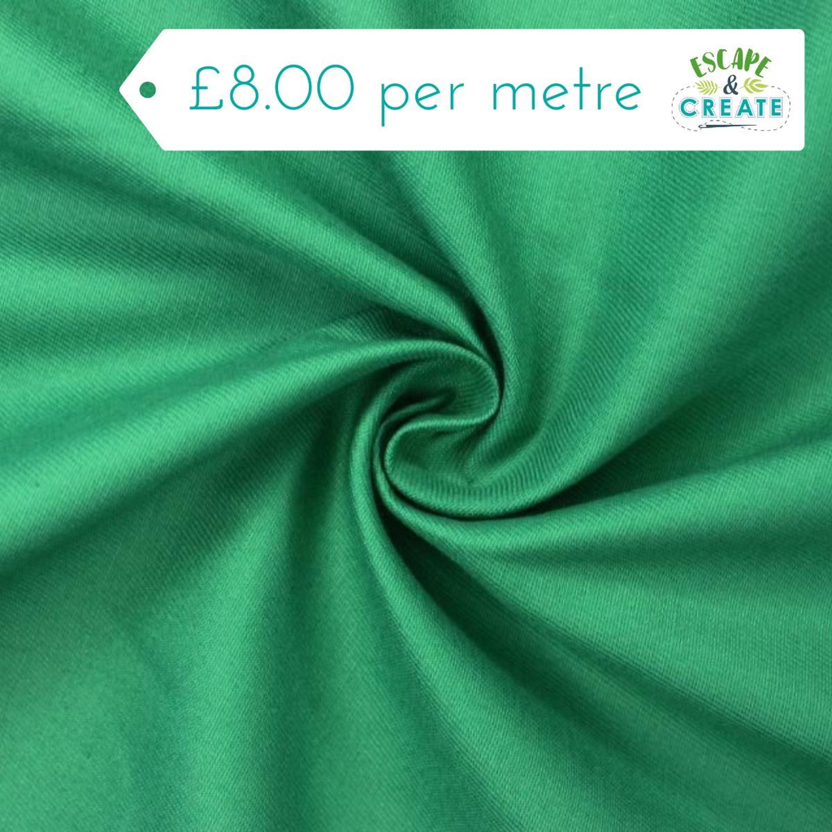 REMNANT Drill (Cotton) in Plain Emerald (140cm wide x 175cm)