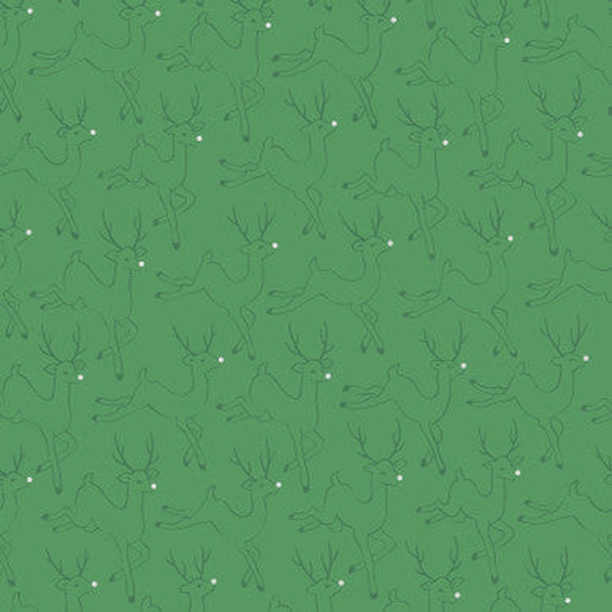 Deer Metallic Green Merry Mix 43"/44" Cotton Fabric Per Yard