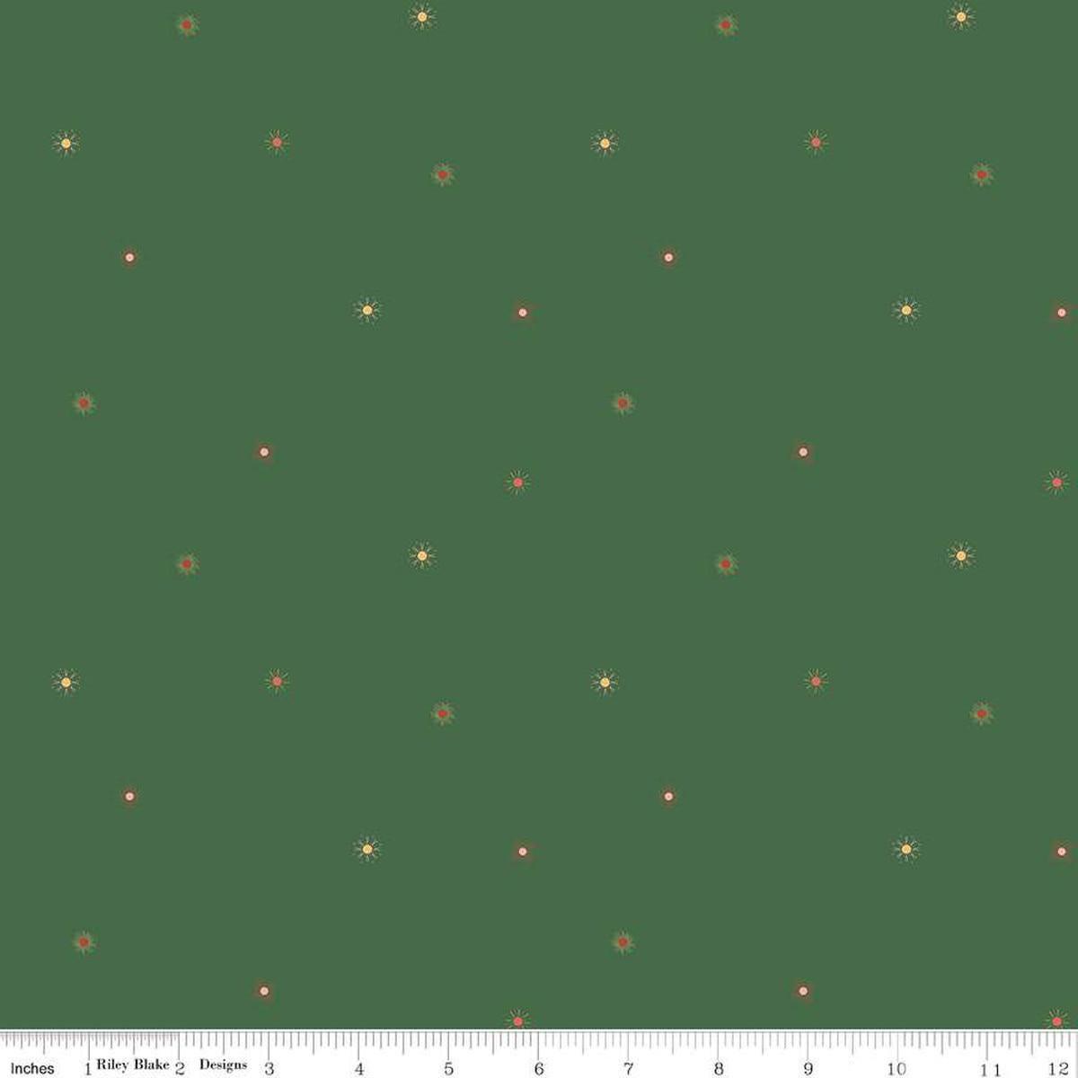 CLEARANCE Stay Wild Suns C15216 Green - Riley Blake Designs - Scattered Sunbursts Stars - Quilting Cotton Fabric