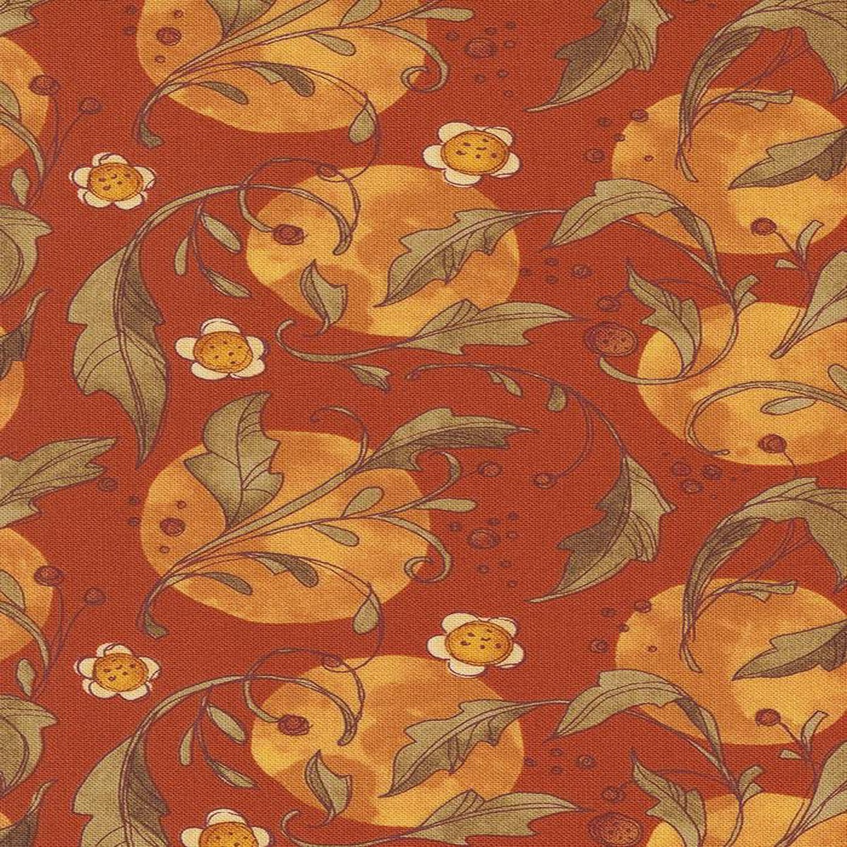 Forest Frolic Swirly Leaves By Robin Pickens For Moda Copper