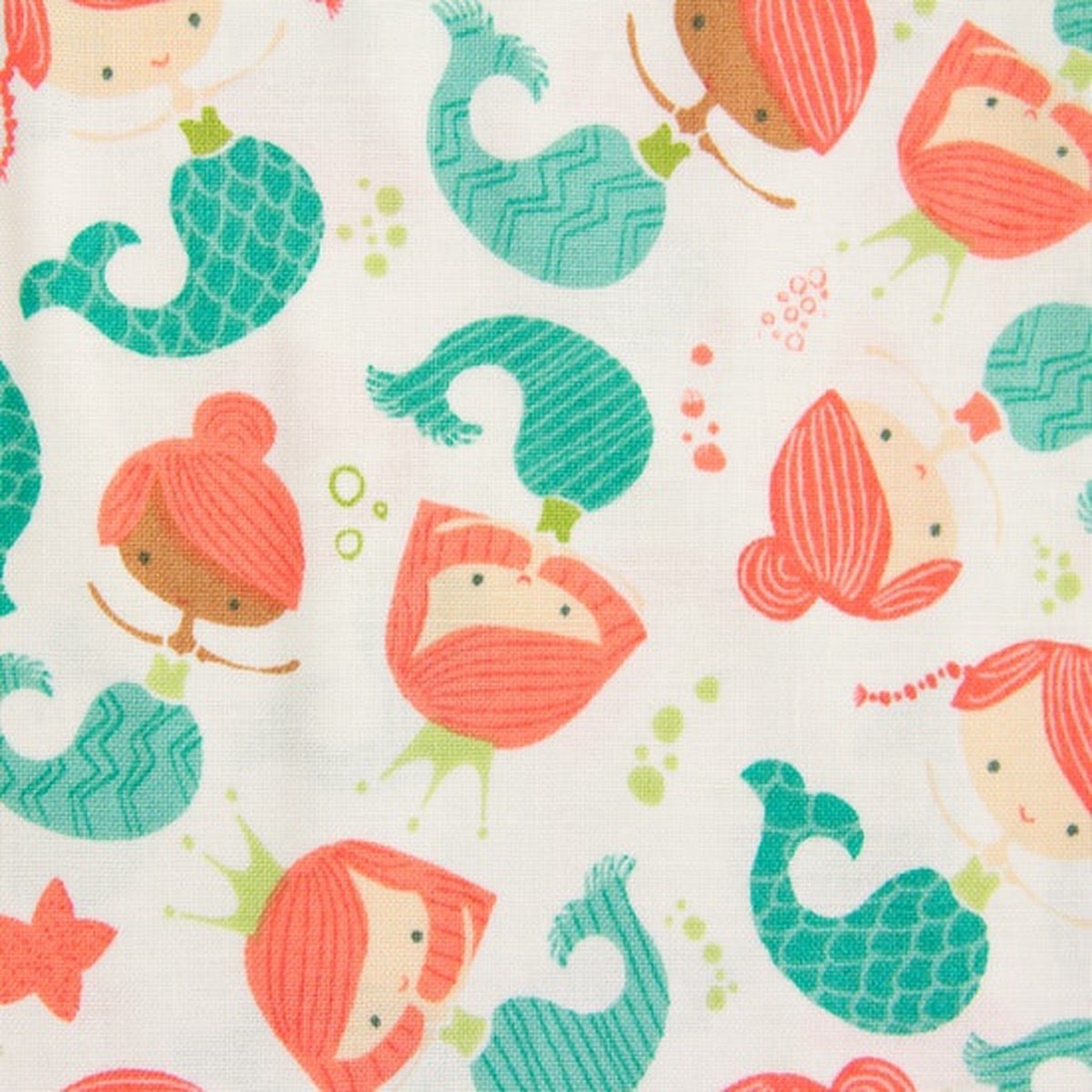 Mermaids on White - 100% Cotton