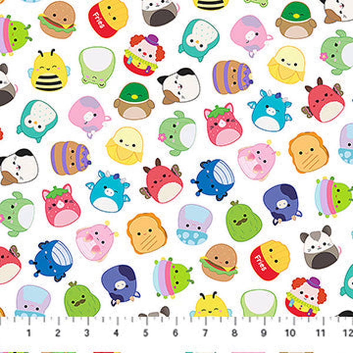Multi Tossed Friends Yardage Squishmallows Cotton 44"/45" Fabric Per Yard