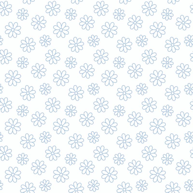 Periwinkle Dreams Daisies Outline on White Quilting Cotton Fabric