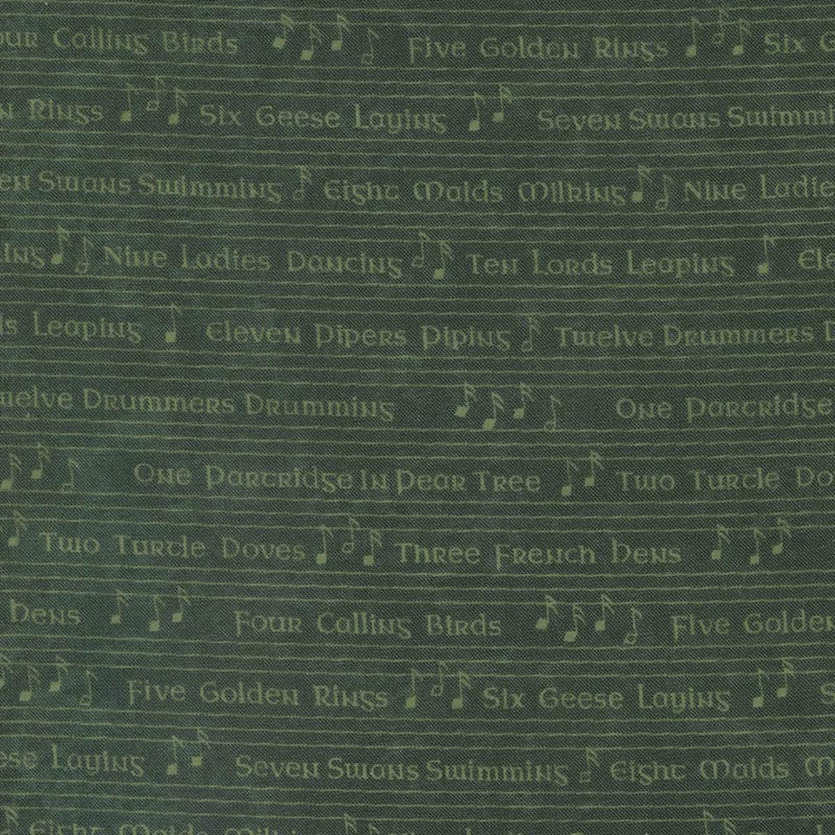 Moda Twelve Days Fabric - Text And Words Peridot 6951-23