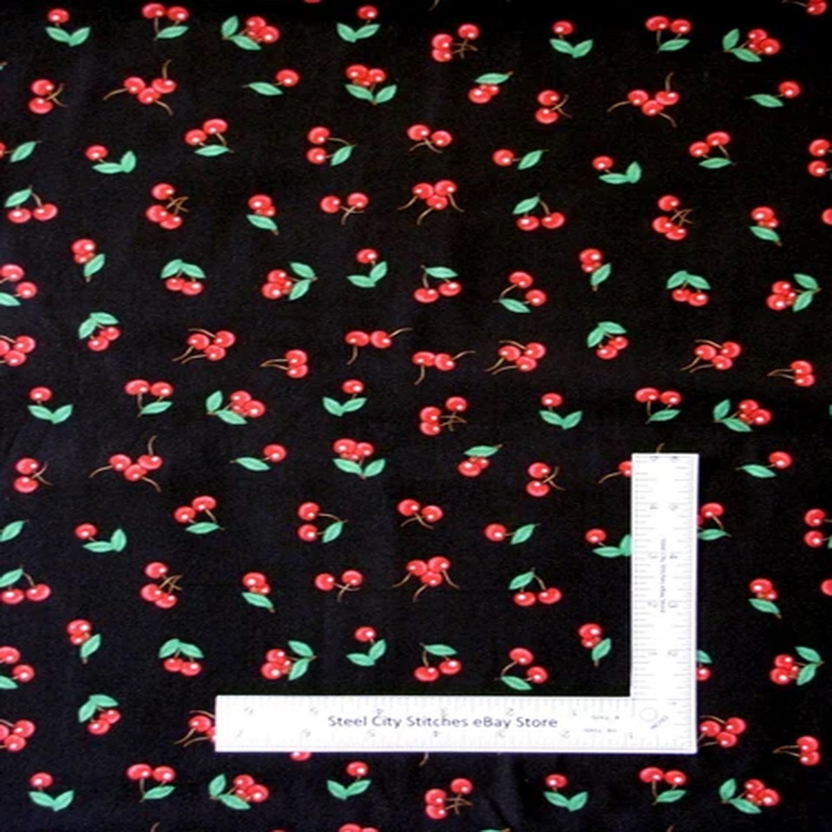 Cherry Fruit Kitchen Cherries Black Cotton Fabric Sugar Rush RJR By The Yard